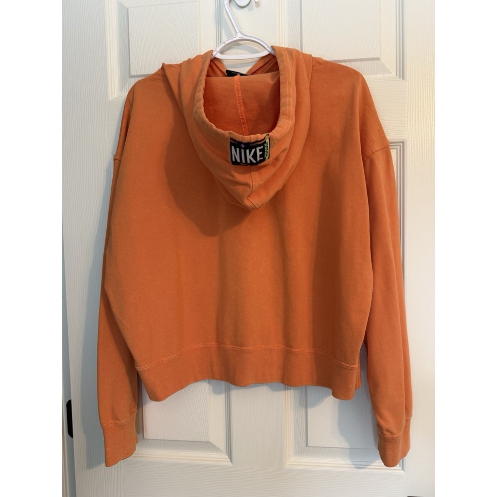 Y2K Nike Womens Atomic Orange Black Swoosh 80s Acid Wash Hooded  Sweatshirt Sz S - Picture 7 of 12